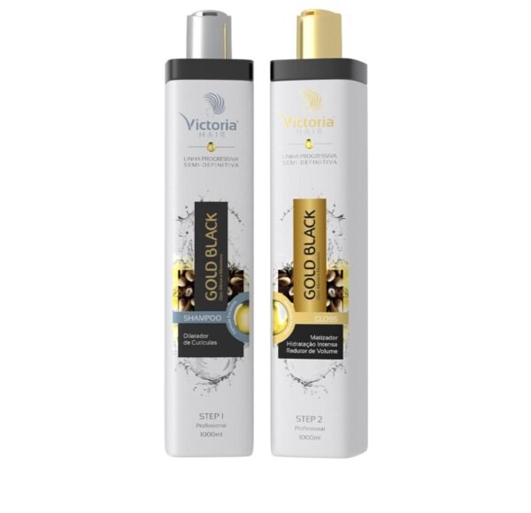 Kit Shampoo + Progressiva Semi Definitiva Victoria Hair Gloss Gold Black 1 Litro